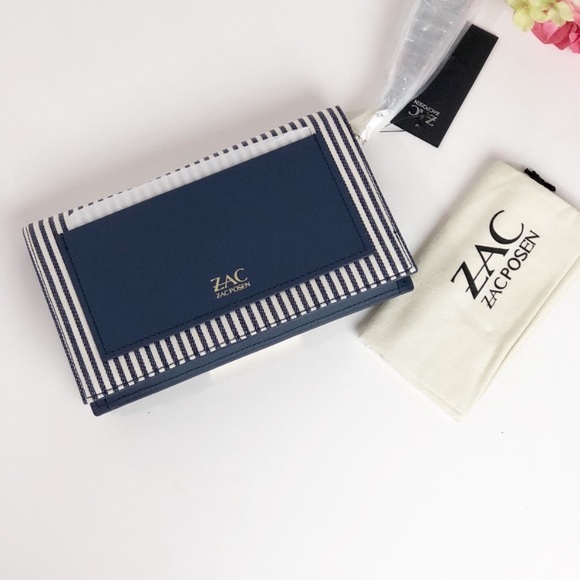 ZAC POSEN EARTHETTE WALLET CLUTCH IN STRIPPED NAVY - Picture 4 of 7